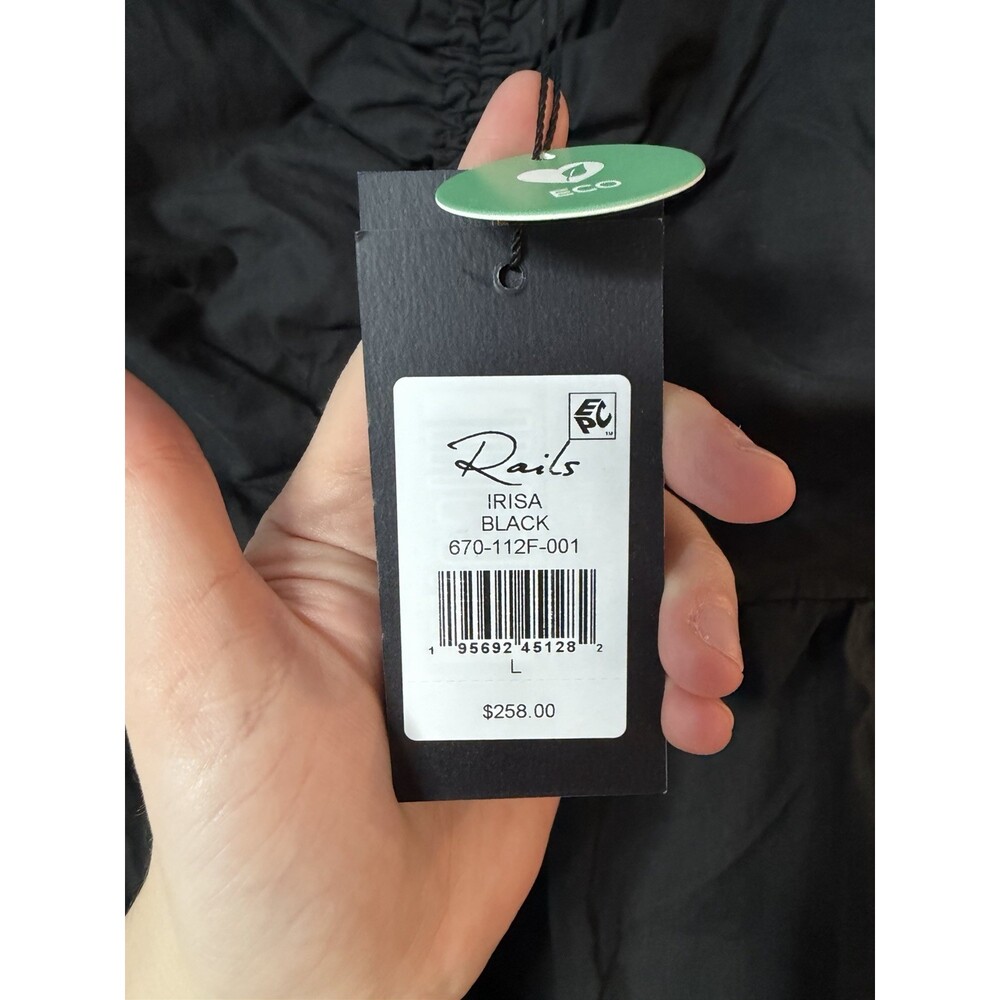 Rails NWT Irisa Dress in Black Size Large Cotton Poplin Midi Sweetheart Neckline - Picture 8 of 10